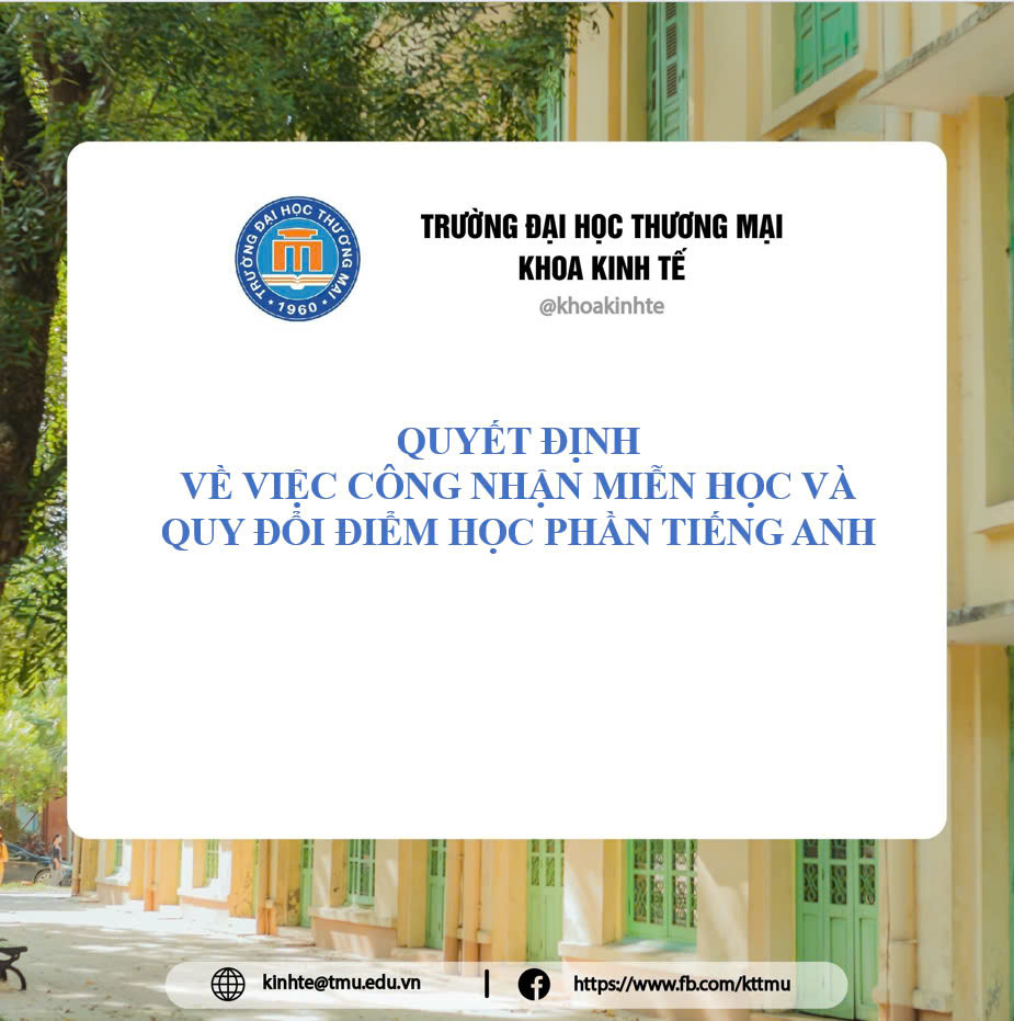 QUYẾT ĐỊNH  VỀ VIỆC CÔNG NHẬN MIỄN HỌC VÀ QUY ĐỔI ĐIỂM HỌC PHẦN TIẾNG ANH