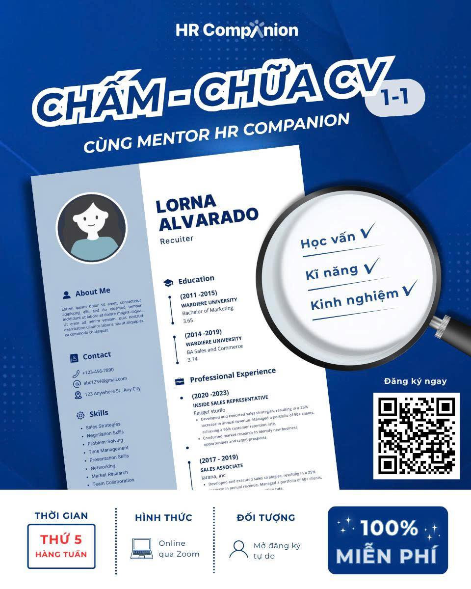 Mở đăng ký chiến dịch chấm - chữa CV Online 1-1 HR Companion